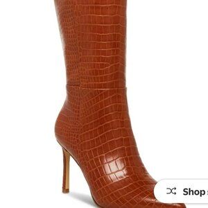 Madden Girl Brown Animal Print Crocodile Padded Chantelle Pointed Toe Boots